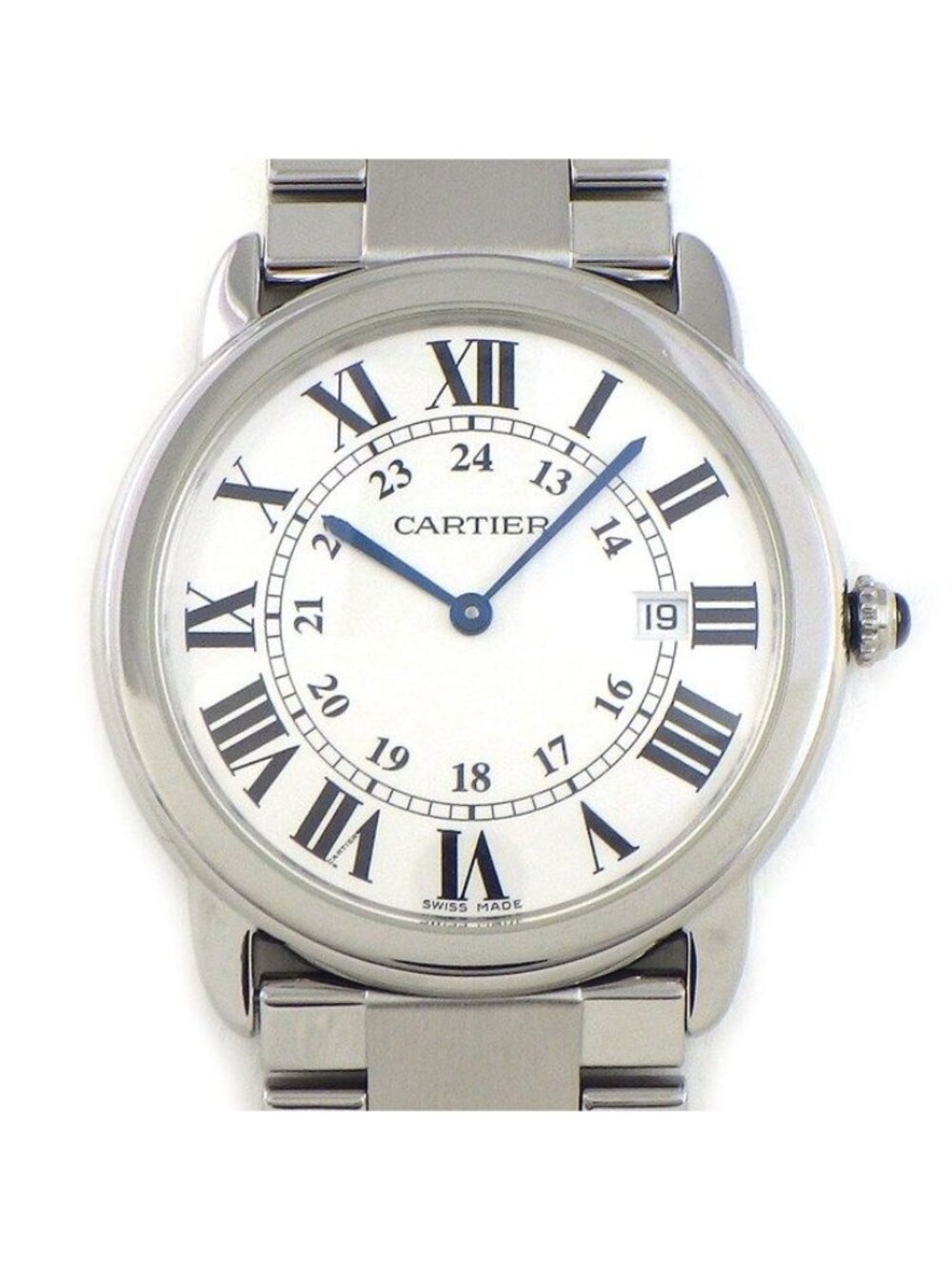 Cartier Watch Ronde Solo LM Silver Dial Roman Index Date SS Quartz Analog